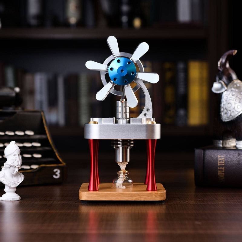 Air-Cooled Metal Vertical Stirling Engine with Flywheel Fan Model Education Toy - stirlingkit