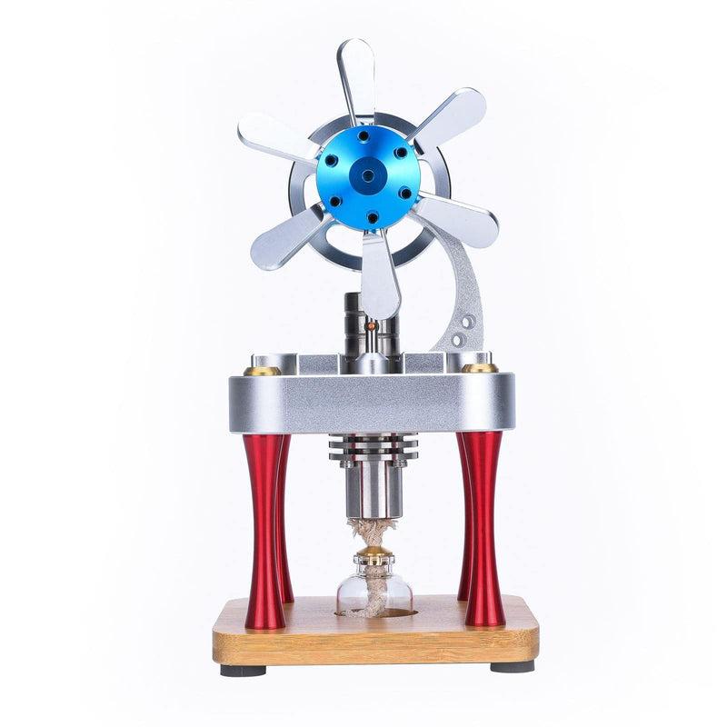 Air-Cooled Metal Vertical Stirling Engine with Flywheel Fan Model Education Toy - stirlingkit