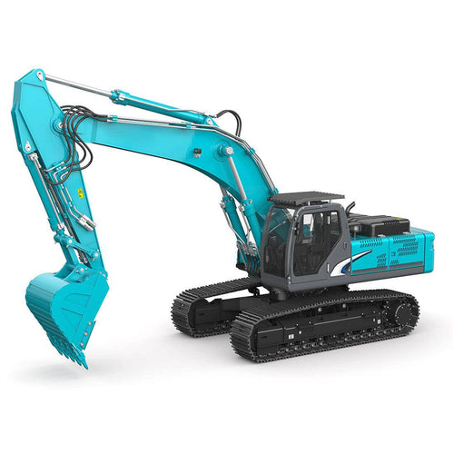 All-metal 1/14 2.4G 10CH Multi-Functional RC Hydraulic Excavator Engineering Navvy Construction Machinery Model Blue - stirlingkit