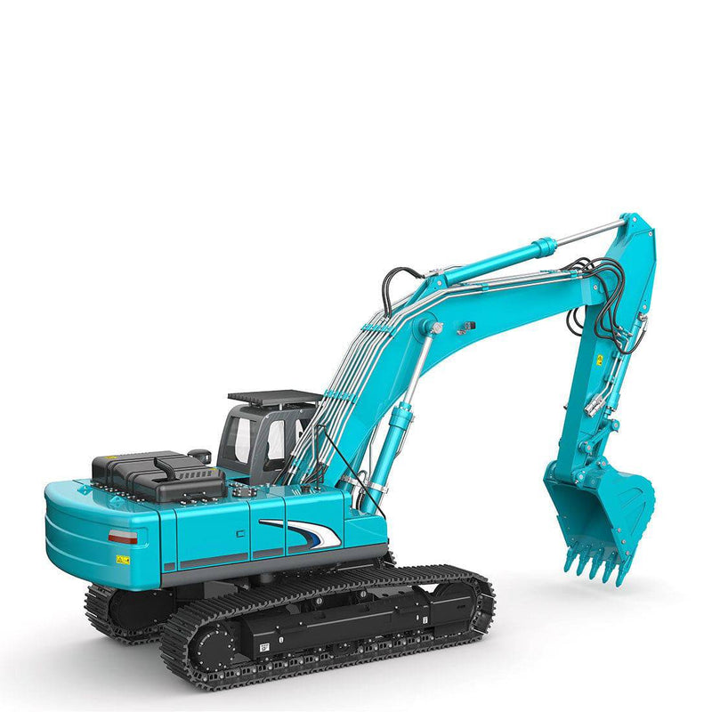 All-metal 1/14 2.4G 10CH Multi-Functional RC Hydraulic Excavator Engineering Navvy Construction Machinery Model Blue - stirlingkit