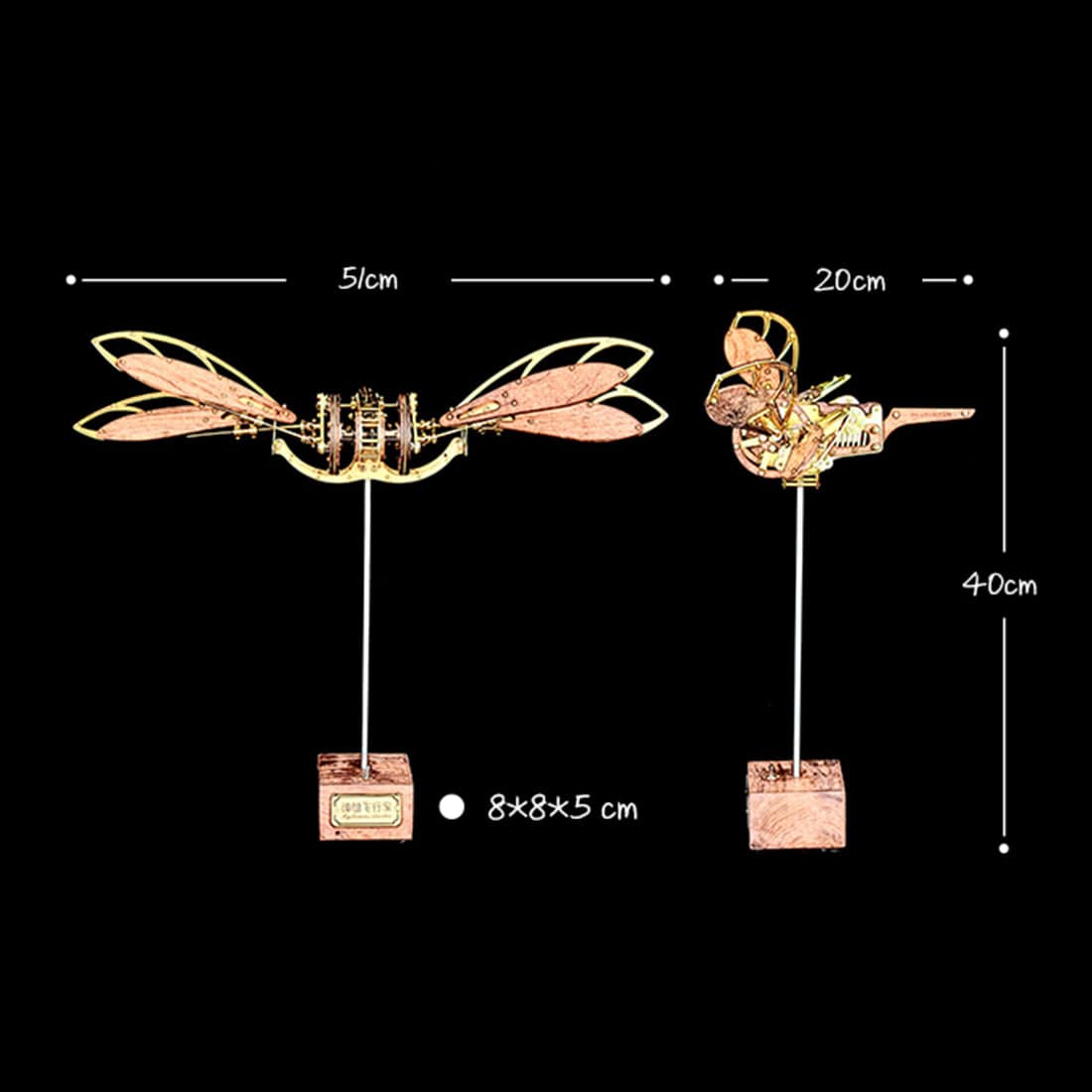 Assembly Metal Solid Wood 3D Dynamic Delicate Mechanical Mystery Aircraft Model Kit for Adult - stirlingkit
