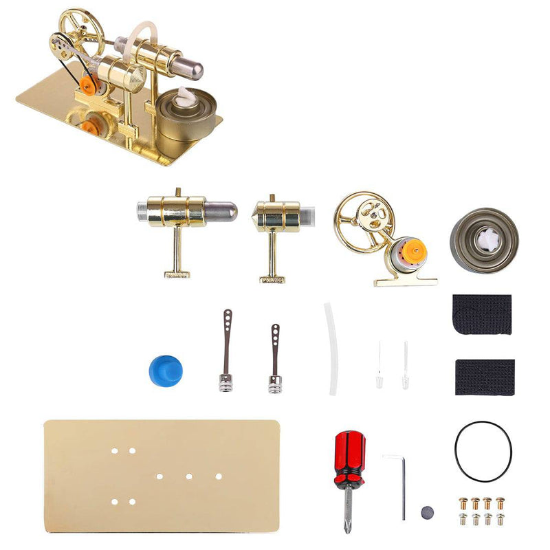 Assembly Single Cylinder Stirling Engine Generator DIY Model - Golden - stirlingkit