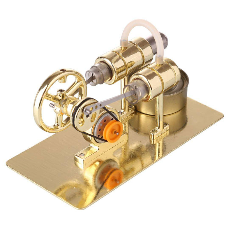 Assembly Single Cylinder Stirling Engine Generator DIY Model - Golden - stirlingkit