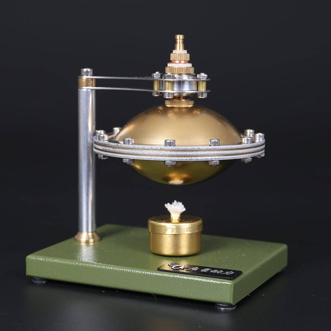 Assembly UFO Spin Suspension Hero's Steam Engine with Copper Boiler - stirlingkit