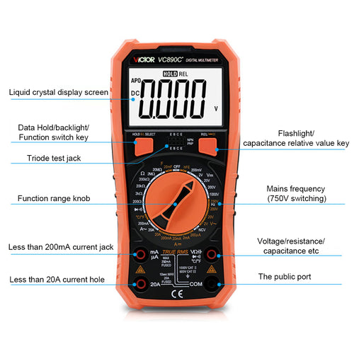 Auto-Ranging Digital Multimeter Voltmeter Engine Voltage Temperature Tester - stirlingkit