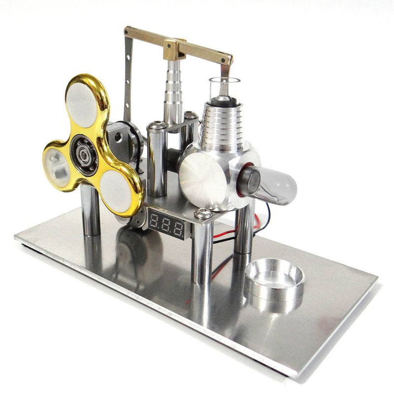 Balance Type Hot Air V2 Stirling Engine Generator with Luminous Gyroscope Bulb Experiment Toy - stirlingkit