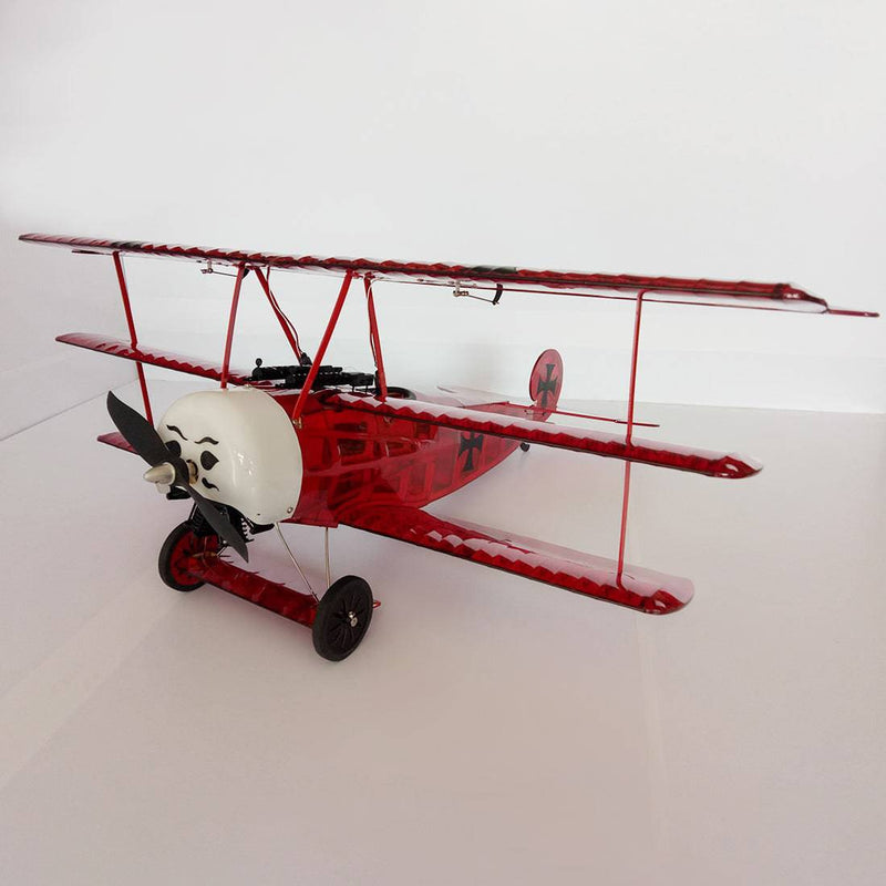 Balsa Wood RC Biplane Electric Trainer Fixed-wing Aircraft Assembly 770mm ARF - Red - stirlingkit