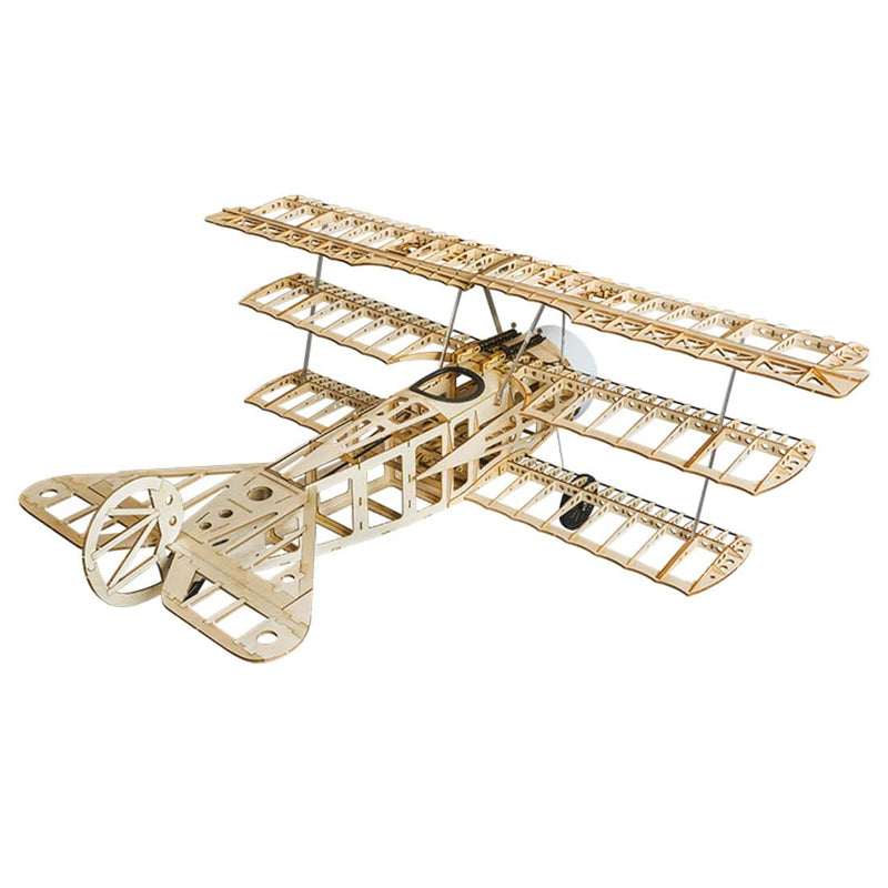 Balsa Wood Triplane Assembly Electric Fixed-wing Aircraft Trainer KIT 770mm - stirlingkit