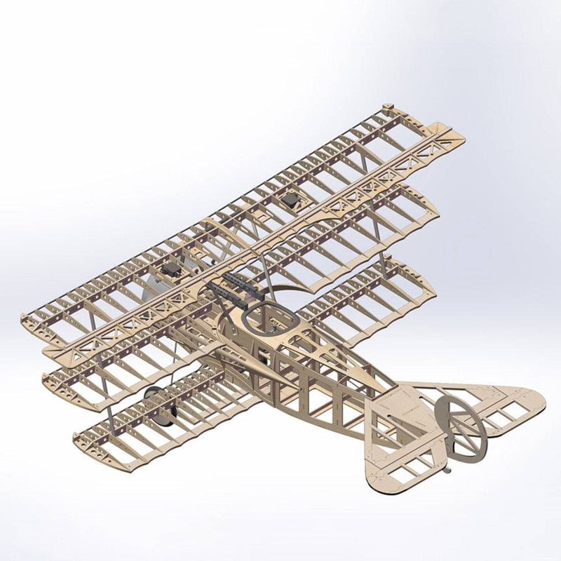 Balsa Wood Triplane Assembly Electric Fixed-wing Aircraft Trainer KIT 770mm - stirlingkit