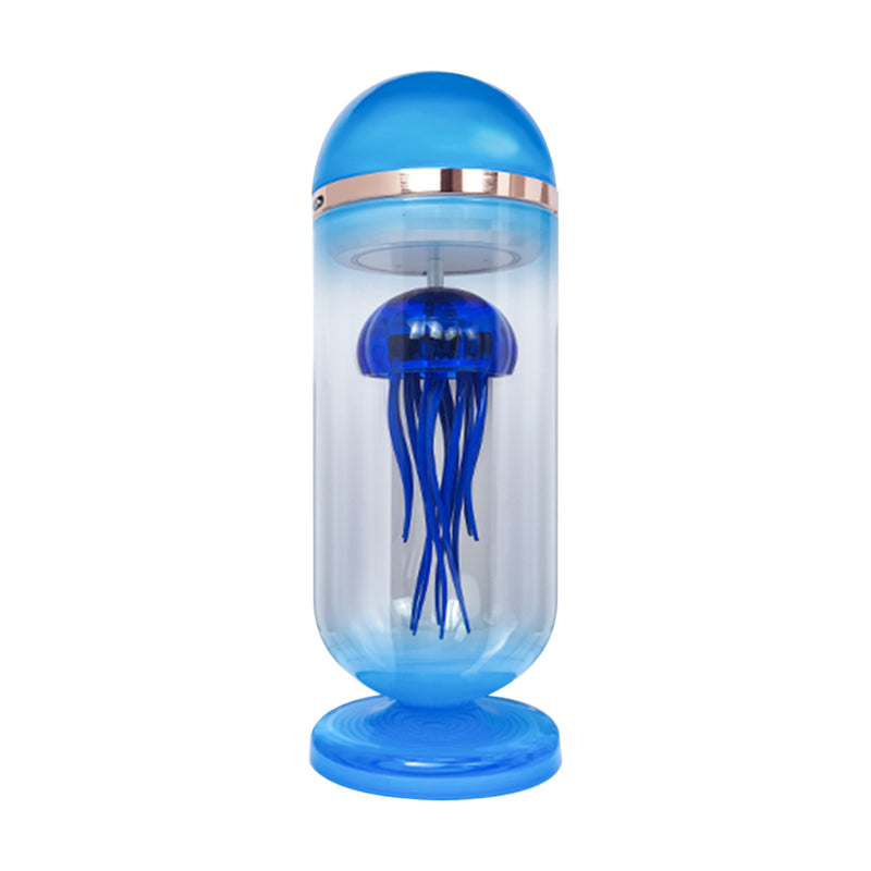 Blue Mechanical Capsule Jellyfish Model Artistic with Glass Cover - stirlingkit