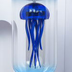 Blue Mechanical Capsule Jellyfish Model Artistic with Glass Cover - stirlingkit