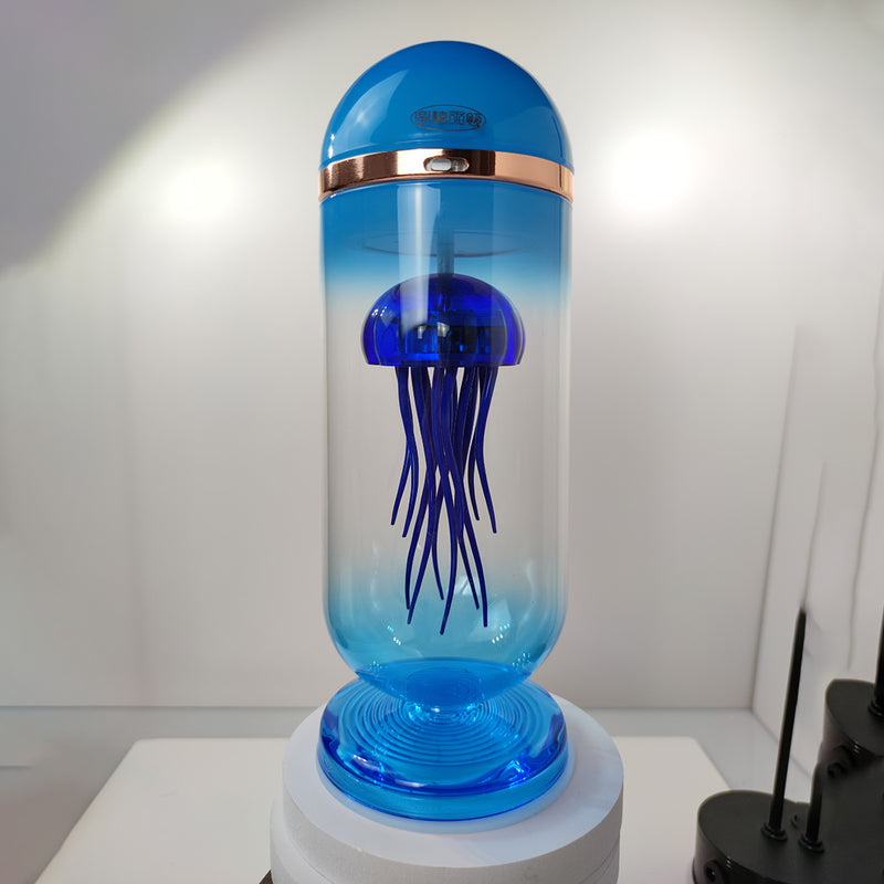 Blue Mechanical Capsule Jellyfish Model Artistic with Glass Cover - stirlingkit