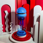 Blue Mechanical Capsule Jellyfish Model Artistic with Glass Cover - stirlingkit