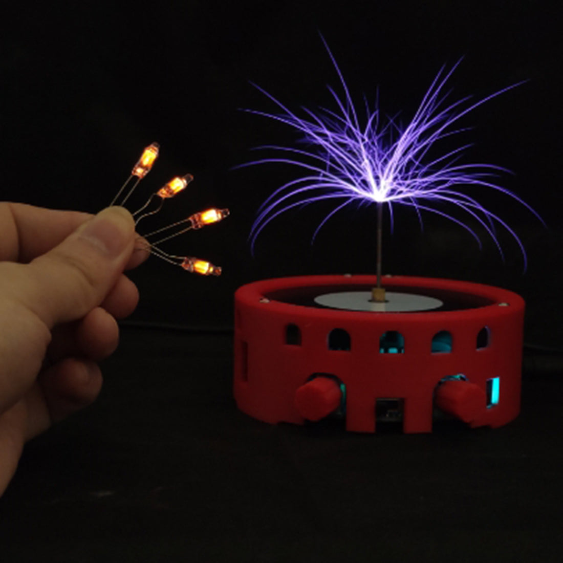Bluetooth Mini SSTC Tesla Coil Musical Artificial Lightning -Red&Black - stirlingkit