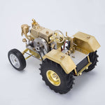 Brass Gas Powered Roller Tractor Vehicle Model with Mini Horizontal Water-cooled Engine - stirlingkit