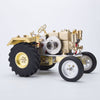 Brass Gas Powered Roller Tractor Vehicle Model with Mini Horizontal Water-cooled Engine - stirlingkit