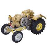 Brass Gas Powered Roller Tractor Vehicle Model with Mini Horizontal Water-cooled Engine - stirlingkit