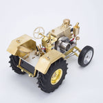 Brass Gas Powered Roller Tractor Vehicle Model with Mini Horizontal Water-cooled Engine - stirlingkit