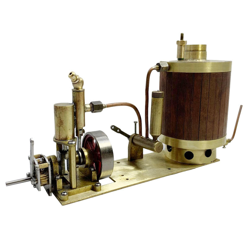 Brass Single-cylinder Mini Steam Engine Set with Gearbox Boiler for 50cm RC Ship - stirlingkit