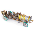 Bullet-shaped Steam Car Classic Vehicle Model Kit with V4 Steam Engine Gearbox Boiler Handmade - stirlingkit
