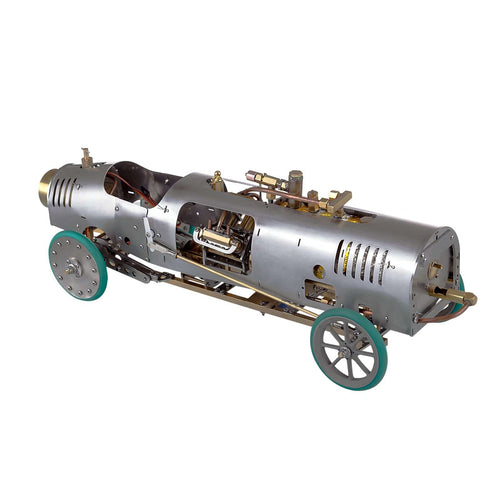 Bullet-shaped Steam Car Classic Vehicle Model Kit with V4 Steam Engine Gearbox Boiler Handmade - stirlingkit