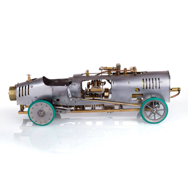 Bullet-shaped Steam Car Classic Vehicle Model Kit with V4 Steam Engine Gearbox Boiler Handmade - stirlingkit