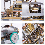 Bullet-shaped Steam Car Classic Vehicle Model Kit with V4 Steam Engine Gearbox Boiler Handmade - stirlingkit