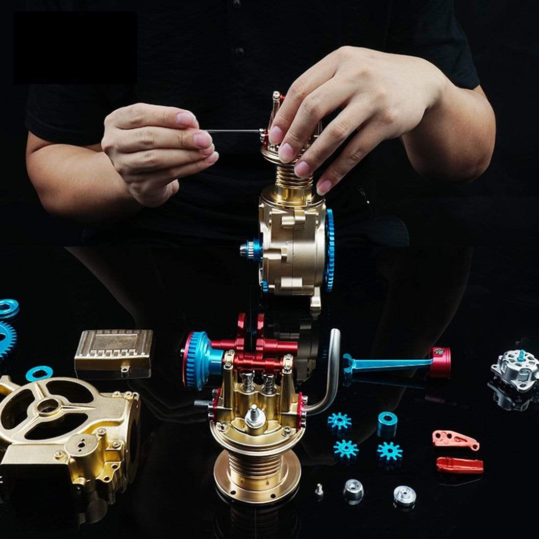 Car Engine Model All-metal Craftsmen Mini Single-cylinder High Challenge Assembled Model Collection - stirlingkit