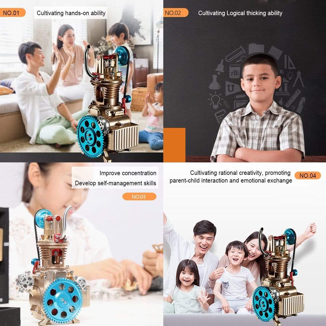 Car Engine Model All-metal Craftsmen Mini Single-cylinder High Challenge Assembled Model Collection - stirlingkit
