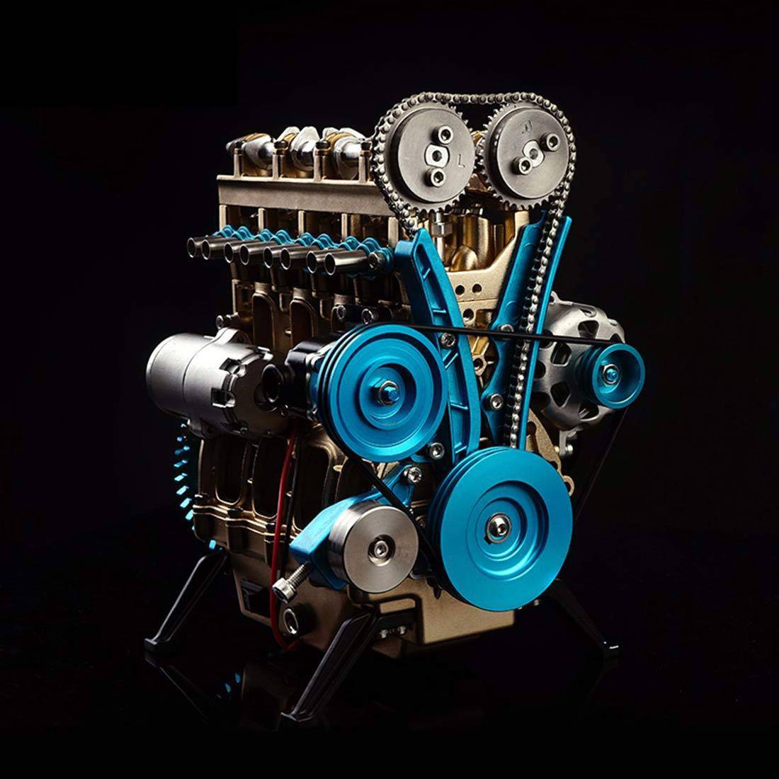 V4 Car Engine Model Full Metal Assembling Four-cylinder Building Kits for Researching Industry Studying/Toy/Gift - stirlingkit