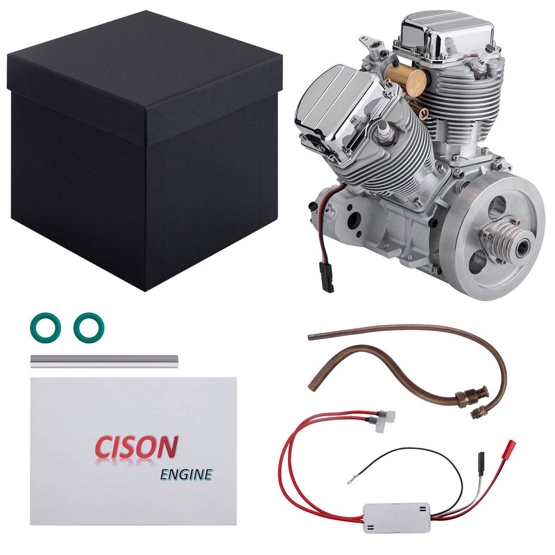 CISON FG-VT9 9cc V-twin V2 Engine Four-stroke Air-cooled Motorcycle RC Gasoline Engine - stirlingkit