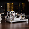 Custom 2 Cylinders Hot Air Stirling Engine Model Generator with Voltage Meter & LED Lamp Bead - stirlingkit