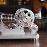 Custom 2 Cylinders Hot Air Stirling Engine Model Generator with Voltage Meter & LED Lamp Bead - stirlingkit