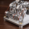 Custom 2 Cylinders Hot Air Stirling Engine Model Generator with Voltage Meter & LED Lamp Bead - stirlingkit