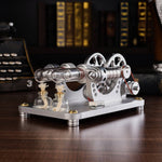 Custom 2 Cylinders Hot Air Stirling Engine Model Generator with Voltage Meter & LED Lamp Bead - stirlingkit