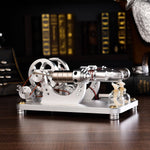 Custom 2 Cylinders Hot Air Stirling Engine Model Generator with Voltage Meter & LED Lamp Bead - stirlingkit