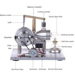 Custom Balance Type Hot Air Single Cylinder Stirling Engine Generator Model with  LED Bulb & Voltage Digital Display Meter - stirlingkit