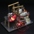 Custom Stirling Engine 2 Cylinders Hot Air Generator Model with Voltage Meter LED Bulb Science Experiment Educational Toy - stirlingkit