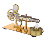 Customized Golden Single Cylinder Stirling Engine Model with Luminous Gyroscope Physical Experiment - stirlingkit