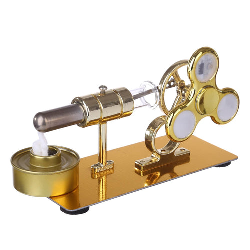 Customized Golden Single Cylinder Stirling Engine Model with Luminous Gyroscope Physical Experiment - stirlingkit