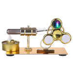 Customized Golden Single Cylinder Stirling Engine Model with Luminous Gyroscope Physical Experiment - stirlingkit