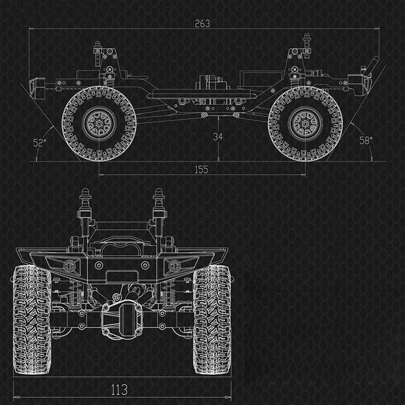 D1RC 1/18 2.4G 4WD Mini RC Rock Crawler Off-road Vehicle Model Pickup Truck - stirlingkit