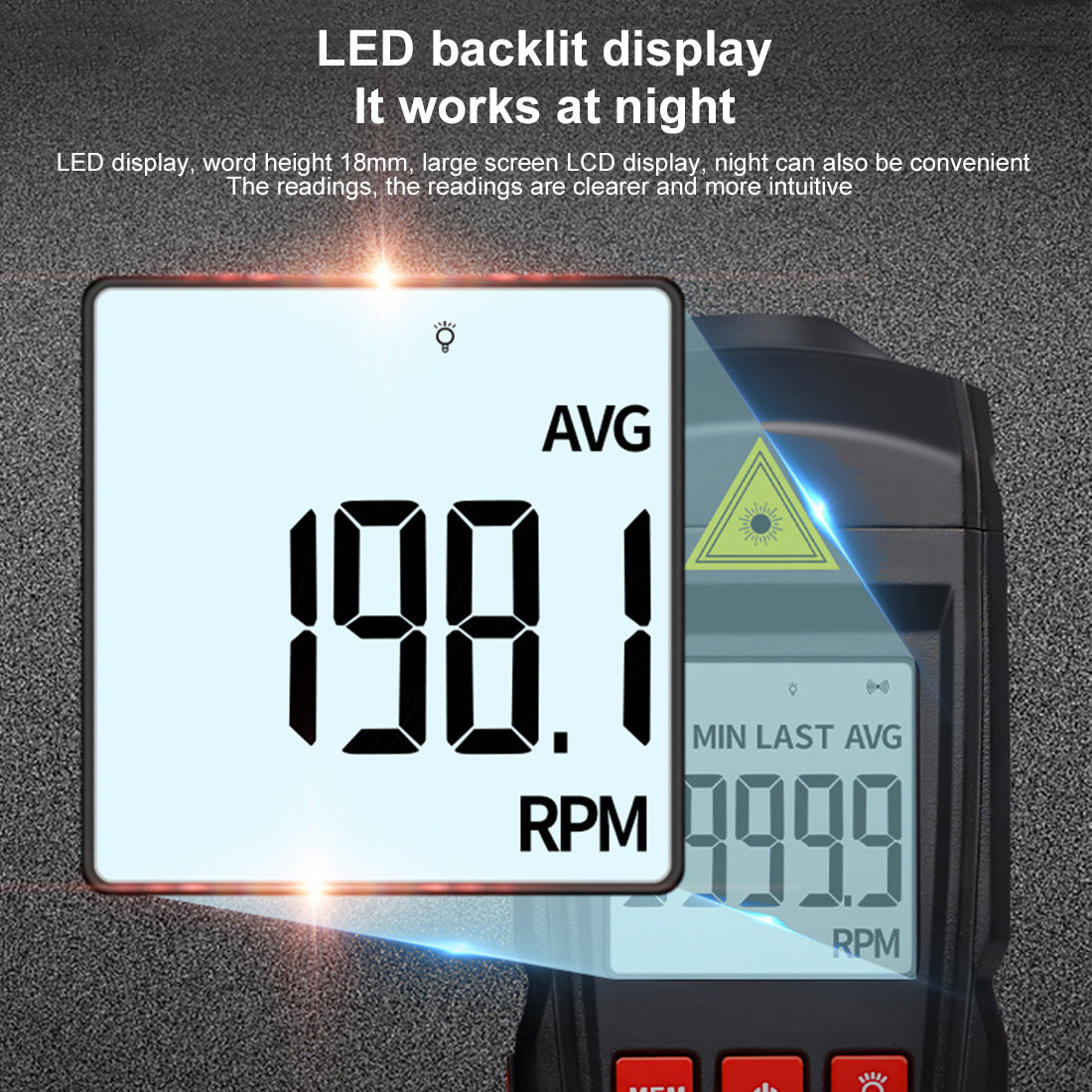 Digital Tachometer Tester Noncontact Laser Photo Sensor for Model Engine with 2.5 to 99,999 RPM Accuracy - stirlingkit