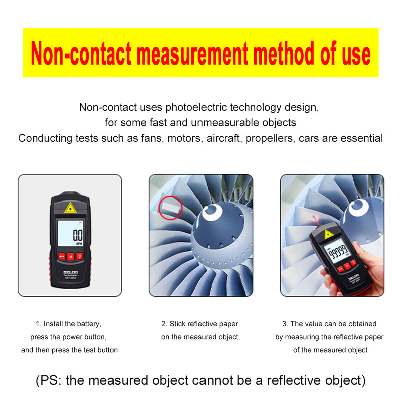  QWORK Digital Tachometer RPM Meter, 20713A Highly Accurate  2.5~99,999 RPM Easy-to-Read LCD Screen Non Contact Rotation Photo Perfect  for Measuring Motors, Machine Parts, Lathes : Industrial & Scientific