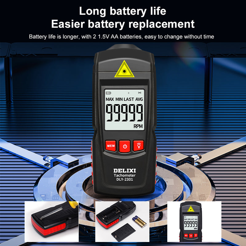 Digital Tachometer Tester Noncontact Laser Photo Sensor for Model Engine with 2.5 to 99,999 RPM Accuracy - stirlingkit