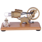 DIY γ-shape Assembly  Retro Stirling Engine Kit Generator Sterling Model with LED Light Science Educational Toy - stirlingkit