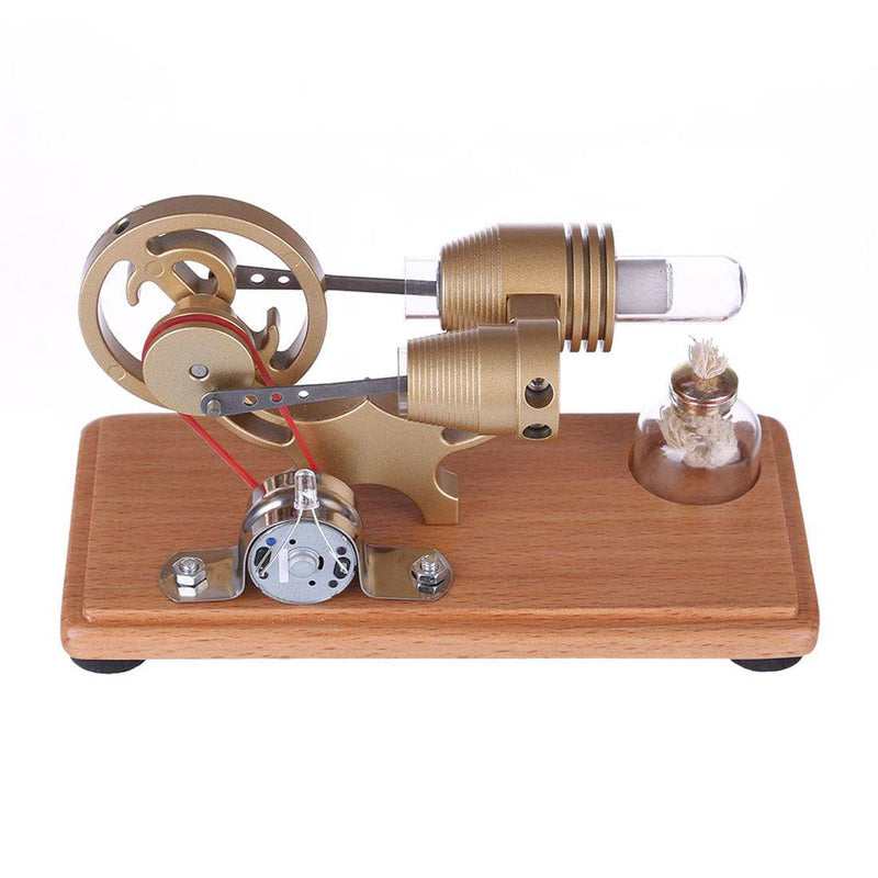 DIY γ-shape Assembly  Retro Stirling Engine Kit Generator Sterling Model with LED Light Science Educational Toy - stirlingkit