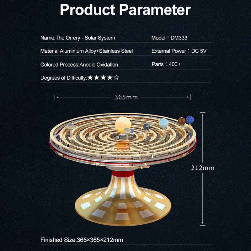 DIY Electric Eight Planet Obiting Orrery Solar System Working Model KITS Pre-order - stirlingkit