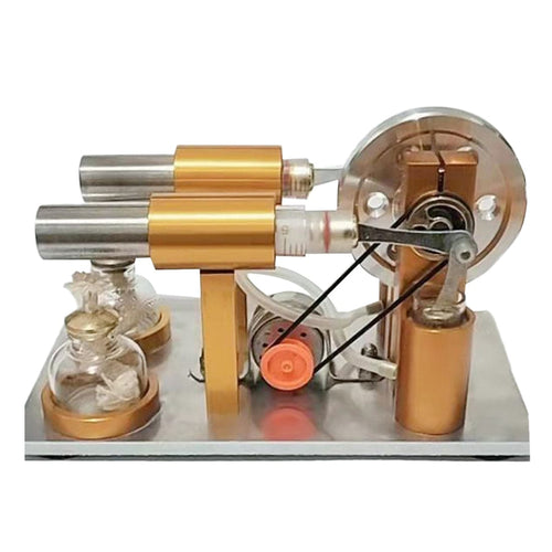 Double Cylinder Stirling Engine Model Generator with Bulb Scientific Experiment Toys - stirlingkit