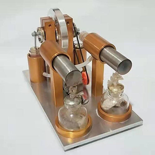 Double Cylinder Stirling Engine Model Generator with Bulb Scientific Experiment Toys - stirlingkit